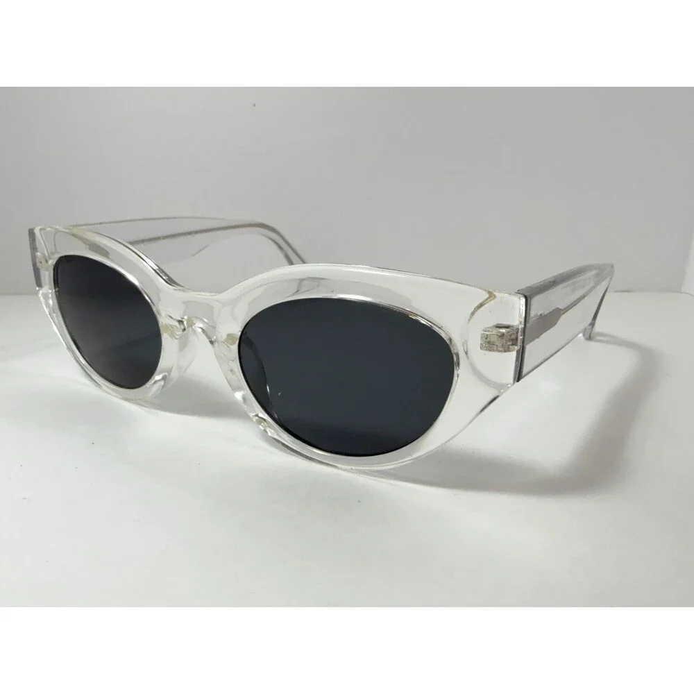 Valerie Spencer VS9457 Women's Cat Eye Sunglasses Clear Crystal Frame Grey Lens